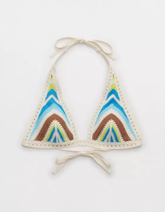Aerie Crochet Halter Triangle Bikini Top