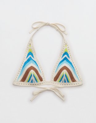 Aerie Crochet Halter Triangle Bikini Top