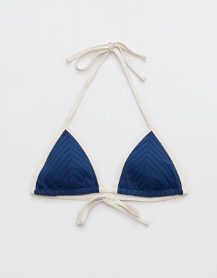 Aerie Top de Bikini Tipo Triángulo en Punto Elástico Ancho con Tiras