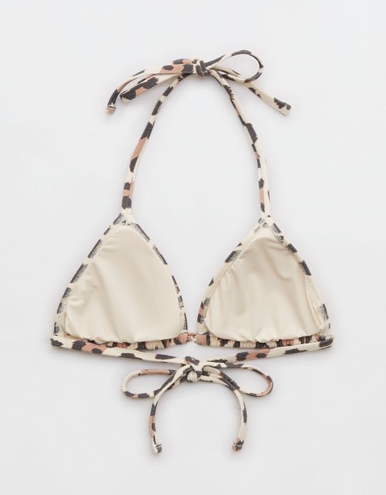 Aerie Buzzed Terry Leopard String Triangle Bikini Top