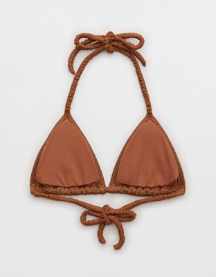Aerie Shine Pique Scrunchie Tie String Triangle Bikini Top