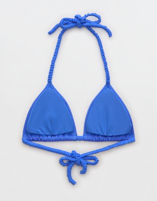 Aerie Shine Pique Scrunchie Tie String Triangle Bikini Top