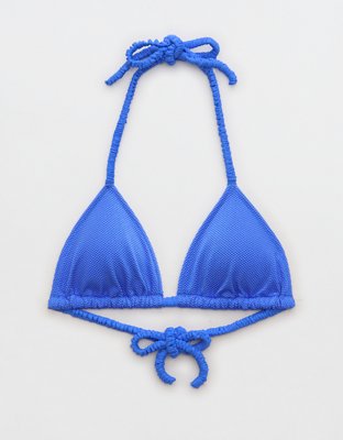 Aerie Shine Pique Scrunchie Tie String Triangle Bikini Top
