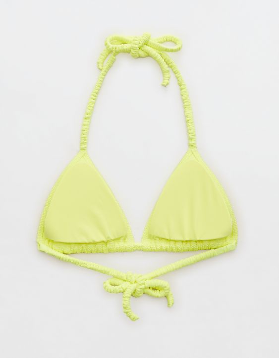 Aerie Top de Bikini Tipo Triángulo de Piqué con Brillo y Tiras Estilo Liga para el Pelo