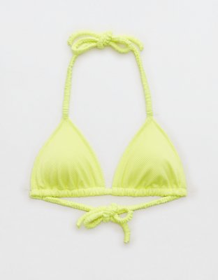 Aerie Shine Pique Scrunchie Tie String Triangle Bikini Top