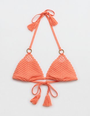 Aerie Top de Bikini tipo Triángulo al Crochet con Tiras