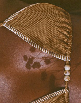 Верх бикини Shine Pique, треугольные чашки, на завязках — Aerie — фото 5