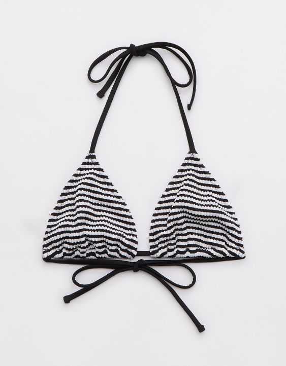 Aerie Crinkle Stripe String Triangle Bikini Top