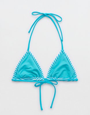 Верх бикини Crinkle, треугольные чашки, на завязках, в полоску — Aerie — фото 4
