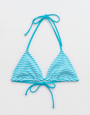 Верх бикини Crinkle, треугольные чашки, на завязках, в полоску — Aerie — фото 3