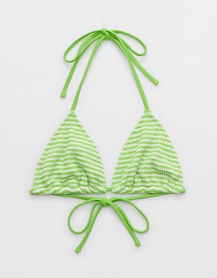 Aerie Crinkle Stripe String Triangle Bikini Top