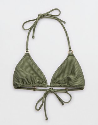 Aerie Shine Rib String Triangle Bikini Top