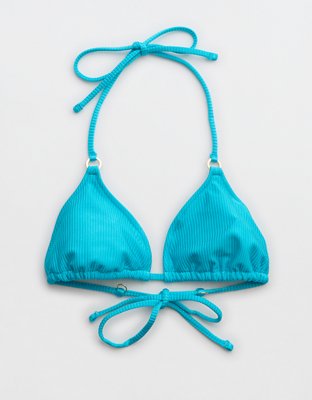 aerie, Swim, Nwot Aerie 36dd Shine Ribbed Underwire Bikini Top In Baja  Blue