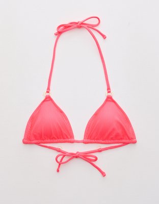Aerie Top de Bikini Shine Rib tipo Triángulo con Tiras Finas