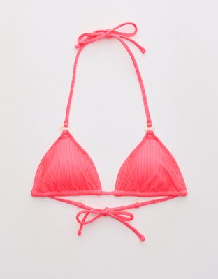 Aerie Crinkle Stripe Longline Plunge Bikini Top