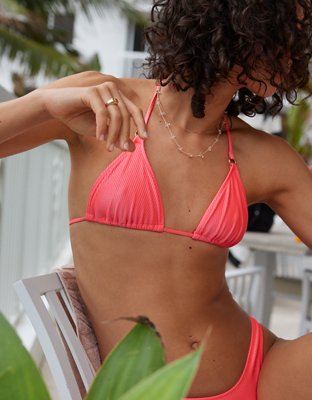 Aerie Shine Rib String Triangle Bikini Top