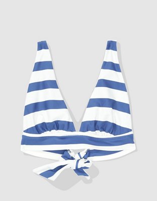 Aerie Ribbed Tie Longline Triangle Bikini Top