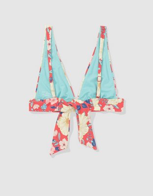 Aerie Ribbed Tie Longline Triangle Bikini Top