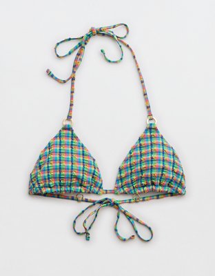 Верх бикини Gingham, треугольные чашки, на завязках — Aerie — фото 4