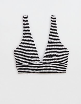 Aerie Crinkle Stripe Longline Plunge Bikini Top