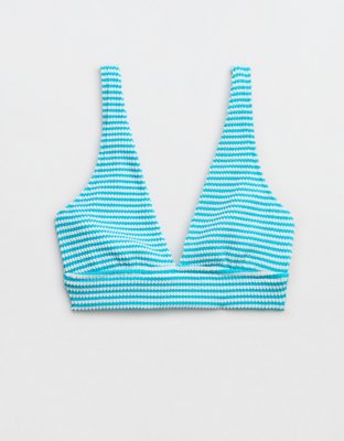 Aerie Crinkle Stripe Longline Plunge Bikini Top