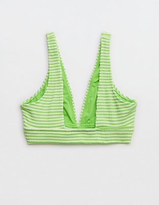 Aerie Crinkle Stripe Longline Plunge Bikini Top