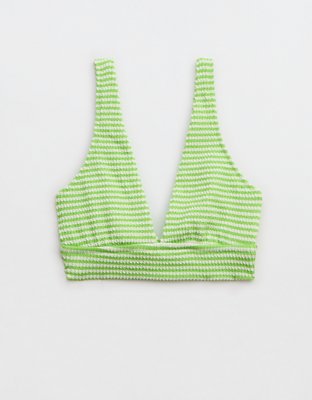 Aerie Crinkle Stripe Longline Plunge Bikini Top