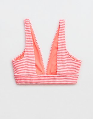 Aerie Crinkle Stripe Longline Plunge Bikini Top