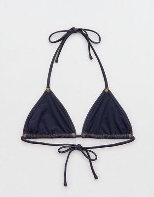 Aerie Denim String Triangle Bikini Top