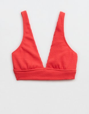 Aerie Top de Bikini de Línea Larga Arrugado con Escote Profundo