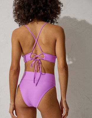 Aerie Lace Up Longline Triangle Bikini Top