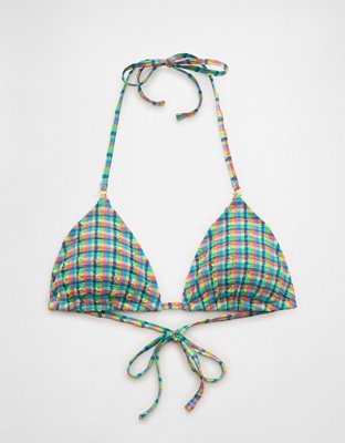 Aerie Seersucker String Triangle Bikini Top