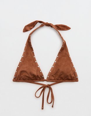 Aerie Suede Halter Voop Bikini Top