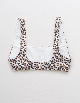 Aerie Leopard Wide Strap Scoop Bikini Top