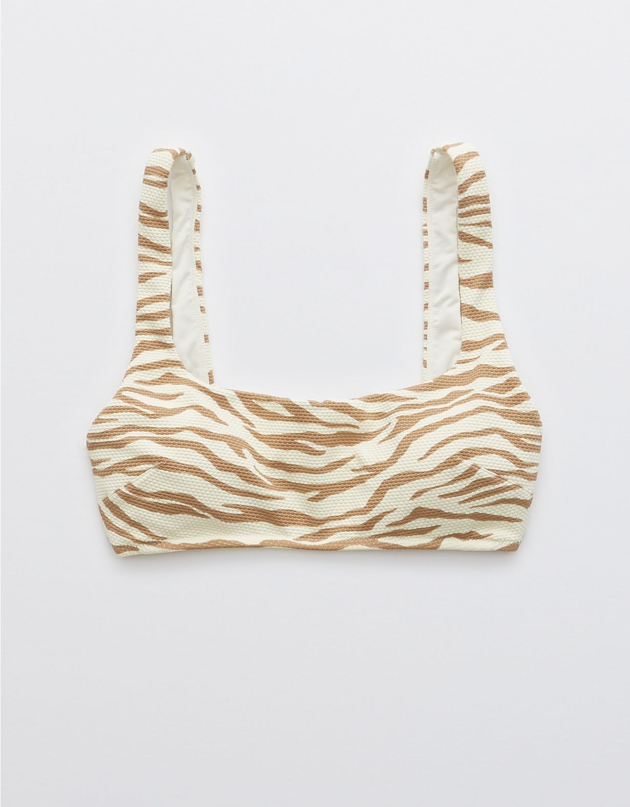 Aerie Pique Animal Print Wide Strap Scoop Bikini Top