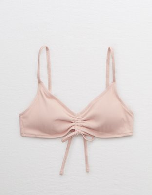Aerie V Scoop Ruched Ribbed Bikini Top