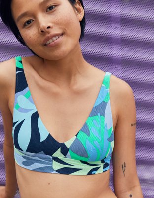 Aerie Pique Longline V Scoop Bikini Top