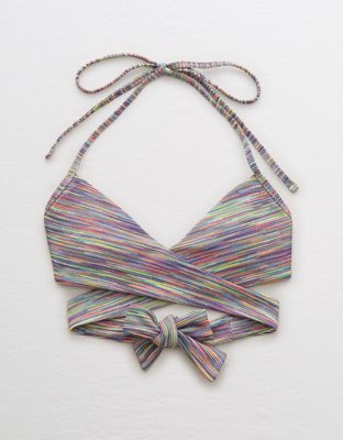 Aerie Space Dye Pique Wrap Halter Bikini Top