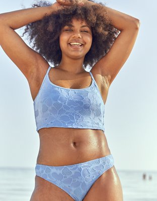 Aerie Jacquard Longline Scoop Bikini Top