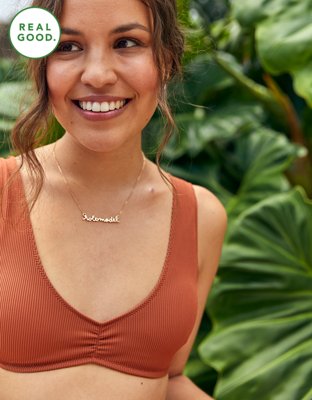 Aerie Ribbed Wide Strap Plunge Bikini Top