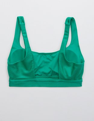 Aerie Ribbed Shine Banded Wide Strap Scoop Bikini Top