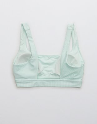 Aerie Ribbed Shine Banded Wide Strap Scoop Bikini Top