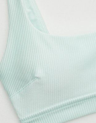 Aerie Ribbed Shine Banded Wide Strap Scoop Bikini Top