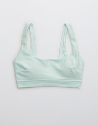 Aerie Ribbed Shine Banded Wide Strap Scoop Bikini Top