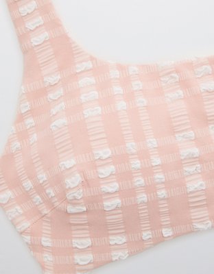 Aerie Plaid Wide Strap Scoop Bikini Top