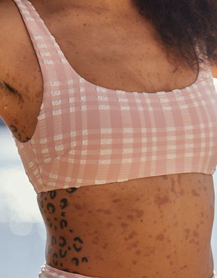 Aerie Plaid Wide Strap Scoop Bikini Top