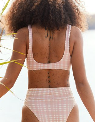 Aerie Plaid Wide Strap Scoop Bikini Top