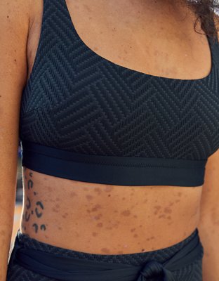 Aerie Jacquard Banded Wide Strap Scoop Bikini Top