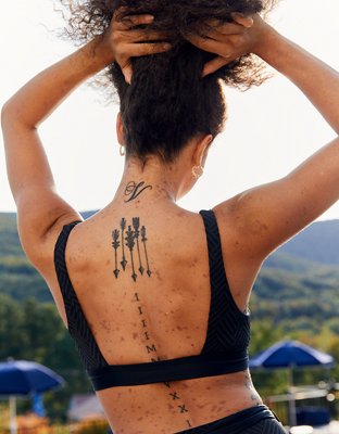 Aerie Jacquard Banded Wide Strap Scoop Bikini Top