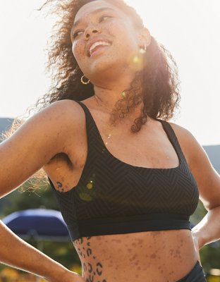 Aerie Jacquard Banded Wide Strap Scoop Bikini Top